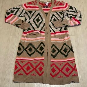 NWT No Boundaries Duster Sweater Blazer Junior Size XS/XCH (1) Print Knit